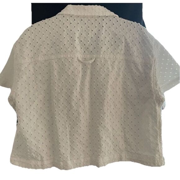 New $198 Favorite Daughter The Micha Denim Shirt Crop Top in White Size Small - Picture 7 of 8